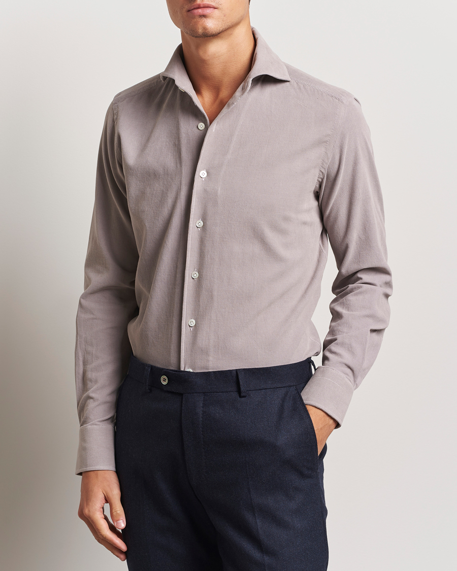 Herr | Skjortor | 100Hands | Japan Corduroy Shirt Aubergine