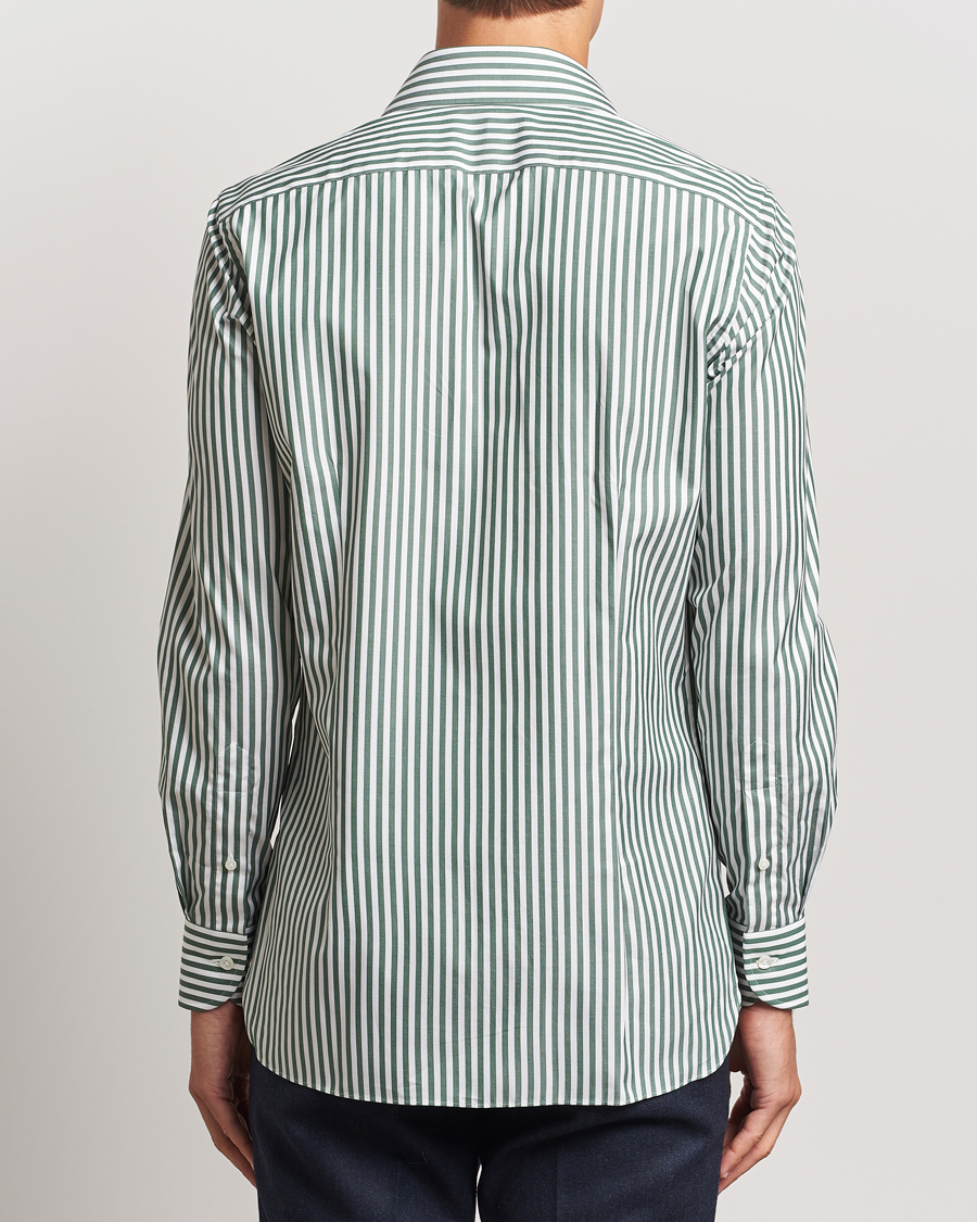Herr | Skjortor | 100Hands | Striped Cut Away Cotton Shirt Green