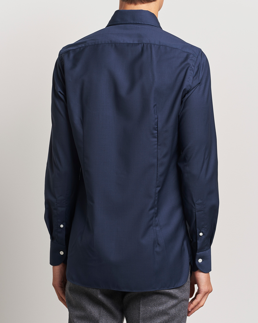 Herr | Skjortor | 100Hands | Full Spread Wool Shirt Navy