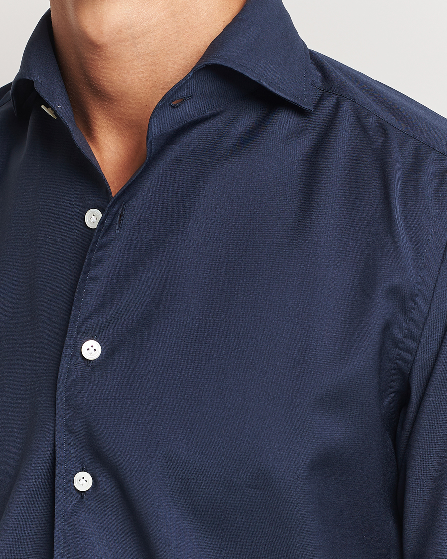 Herr | Skjortor | 100Hands | Full Spread Wool Shirt Navy