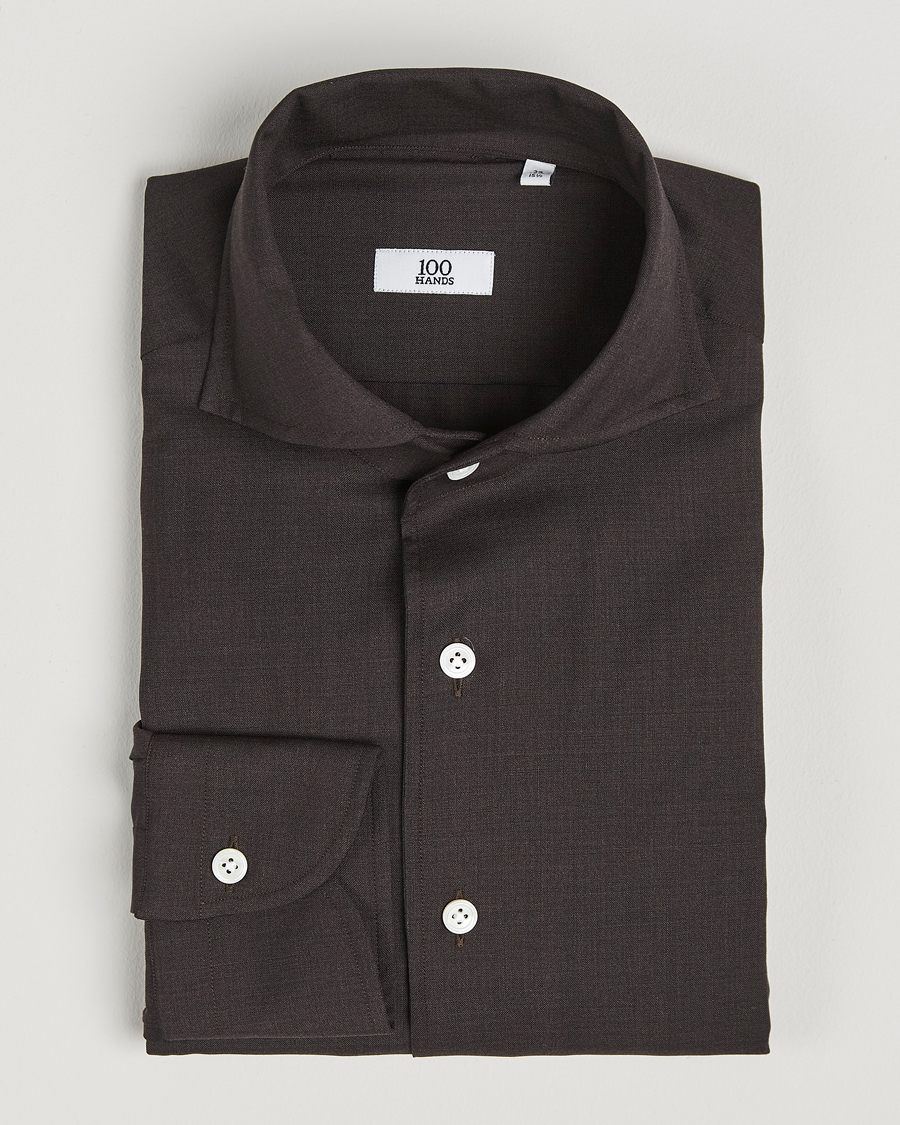 Herr | Skjortor | 100Hands | Full Spread Wool Shirt Brown