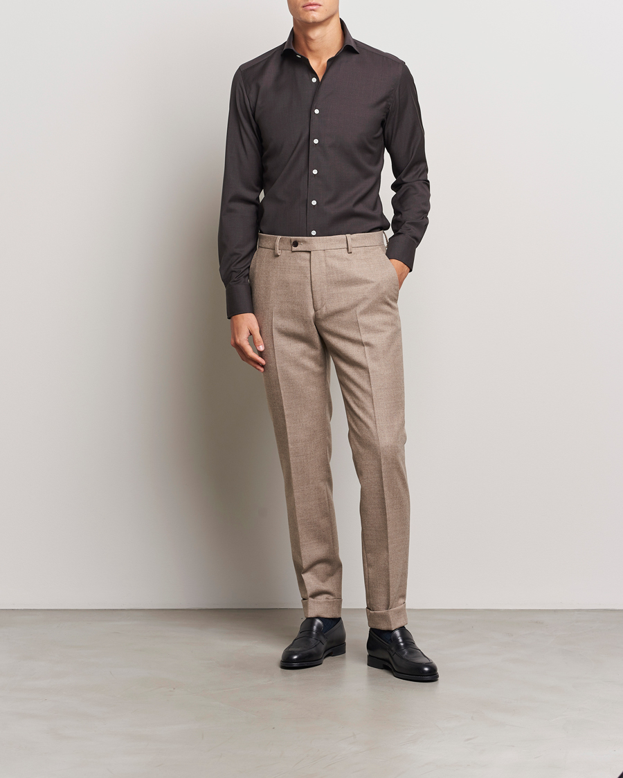 Herr | Skjortor | 100Hands | Full Spread Wool Shirt Brown