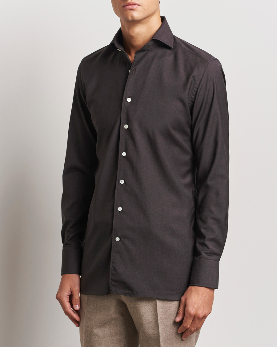 Herr | Skjortor | 100Hands | Full Spread Wool Shirt Brown