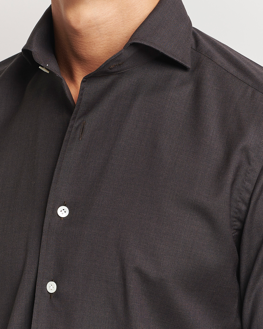Herr | Skjortor | 100Hands | Full Spread Wool Shirt Brown