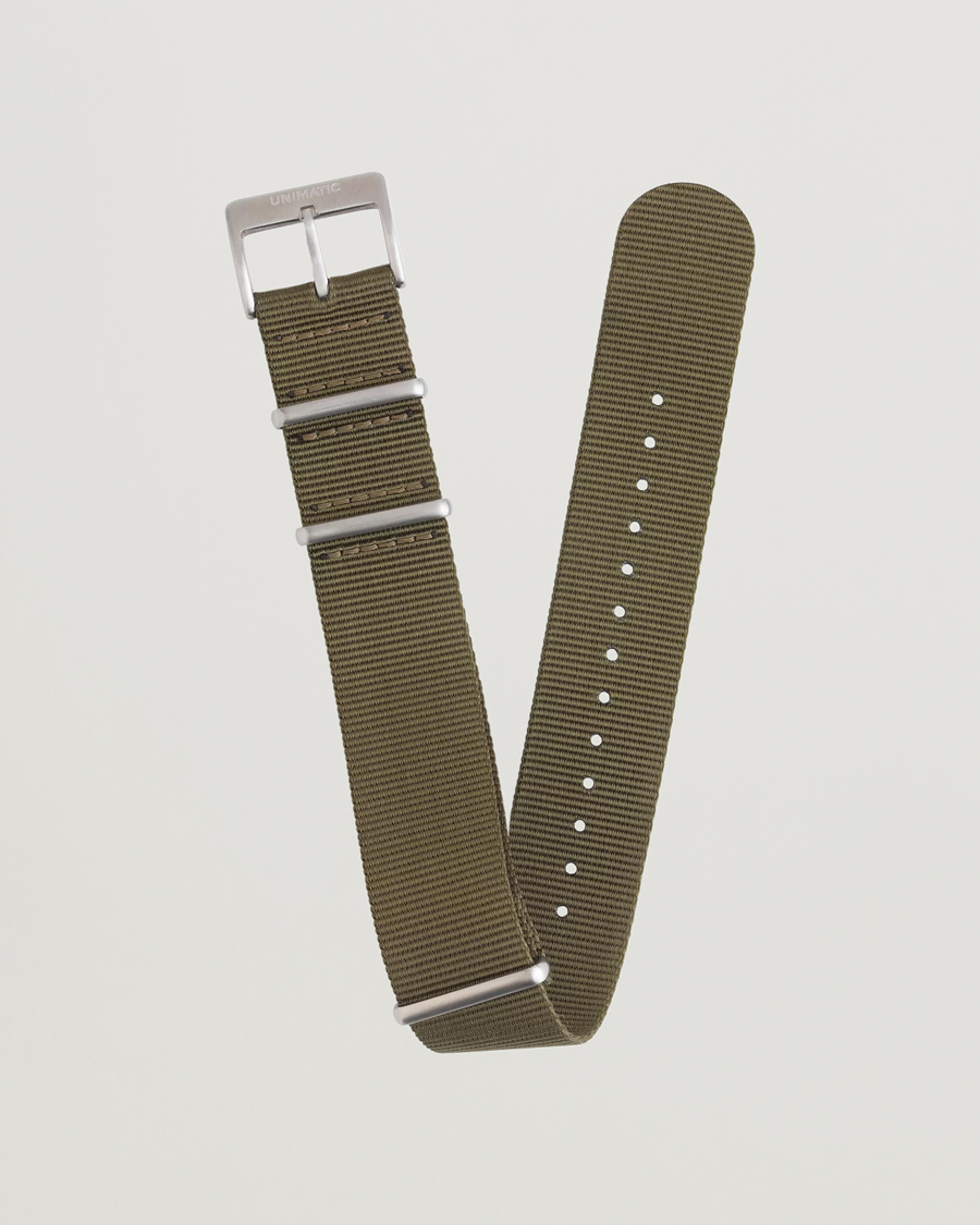Herr | Klockarmband | UNIMATIC | Nylon Nato Steel 22mm Strap Olive