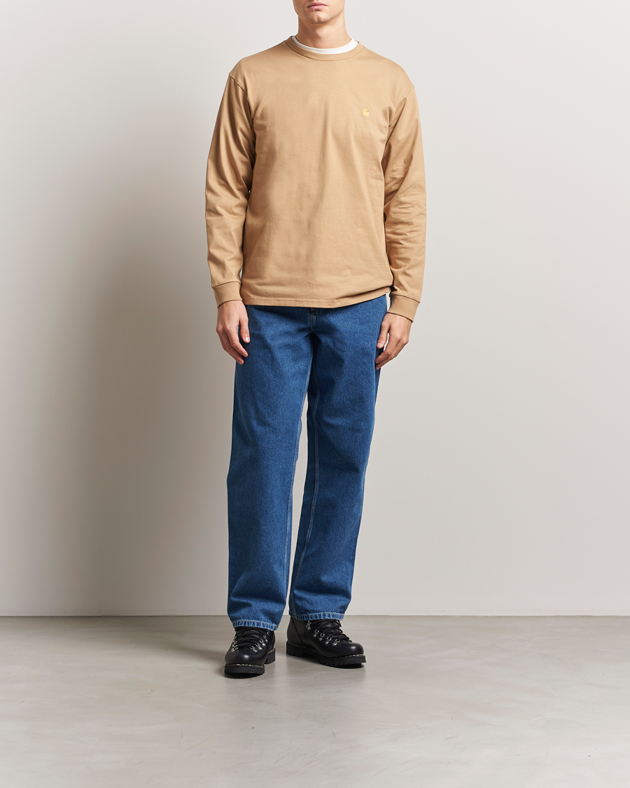 Herr | T-Shirts | Carhartt WIP | Chase Combed Cotton Long Sleeve T-Shirt Dusty H Brown