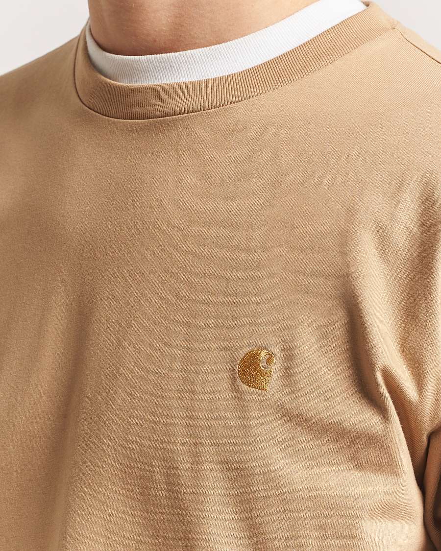 Herr | T-Shirts | Carhartt WIP | Chase Combed Cotton Long Sleeve T-Shirt Dusty H Brown