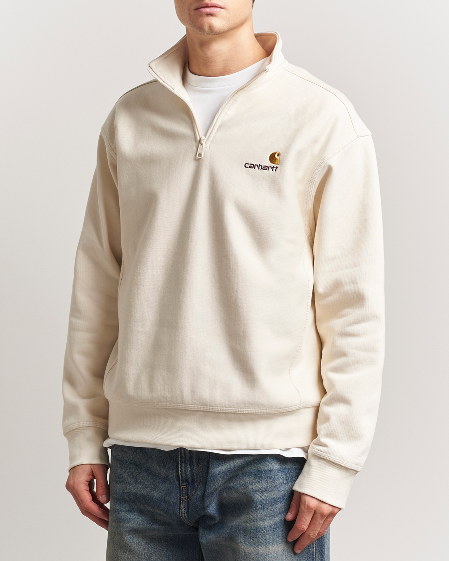 Herr | Tröjor | Carhartt WIP | American Script Half Zip Sweatshirt Natural