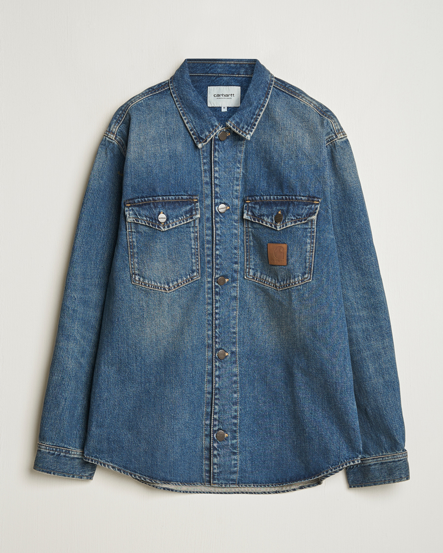Herr | Skjortor | Carhartt WIP | Lincoln Denim Shirt Jacket Blue Worn