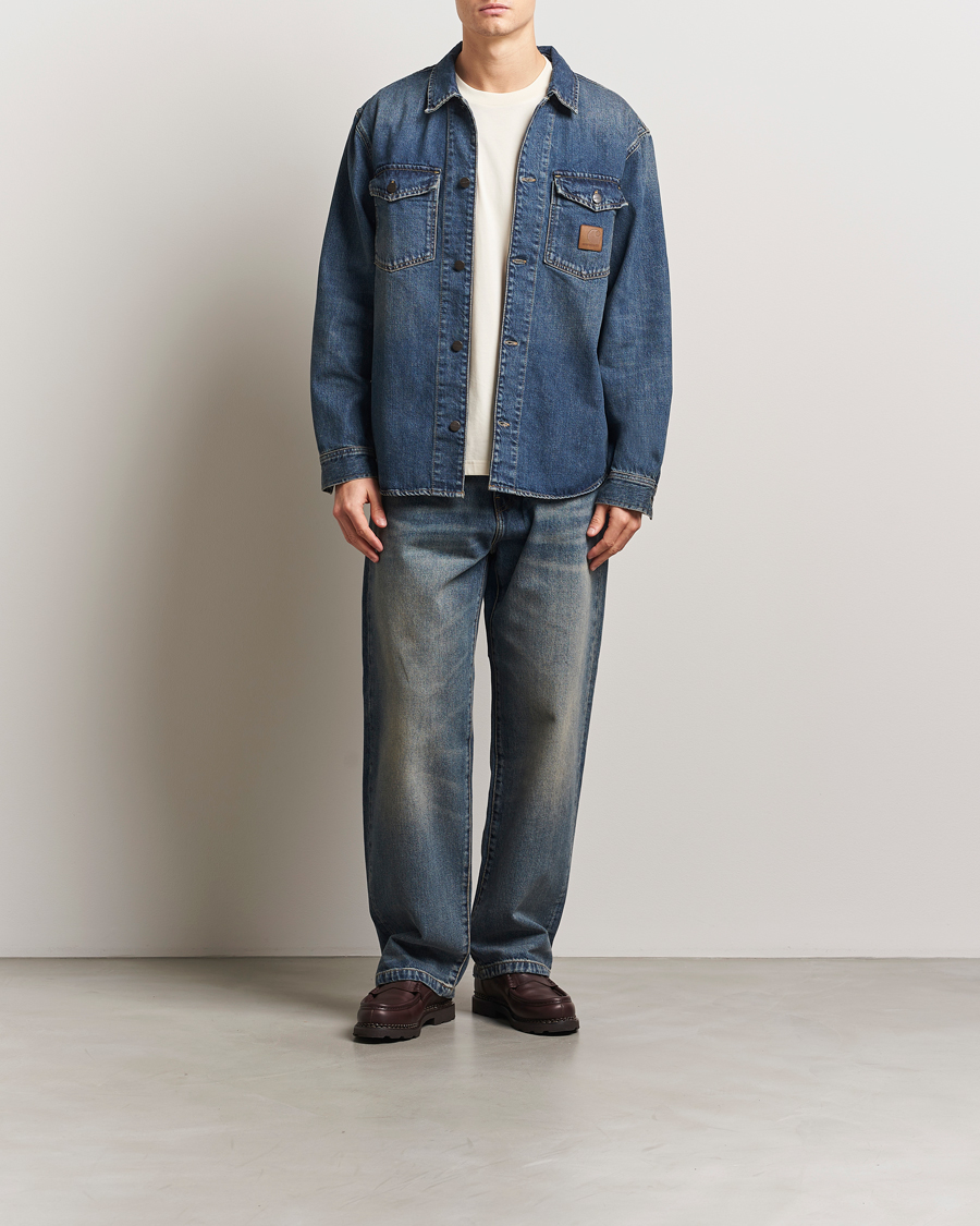 Herr | Skjortor | Carhartt WIP | Lincoln Denim Shirt Jacket Blue Worn