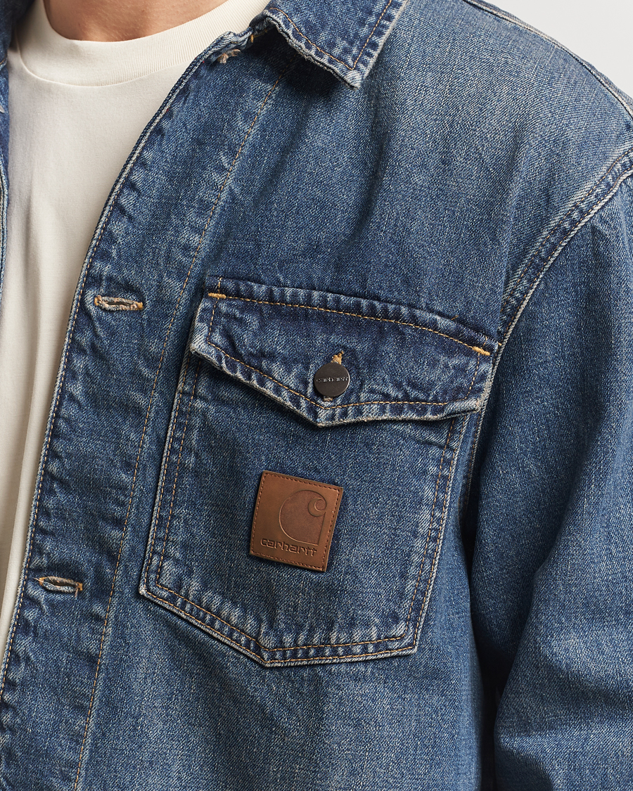 Herr | Skjortor | Carhartt WIP | Lincoln Denim Shirt Jacket Blue Worn