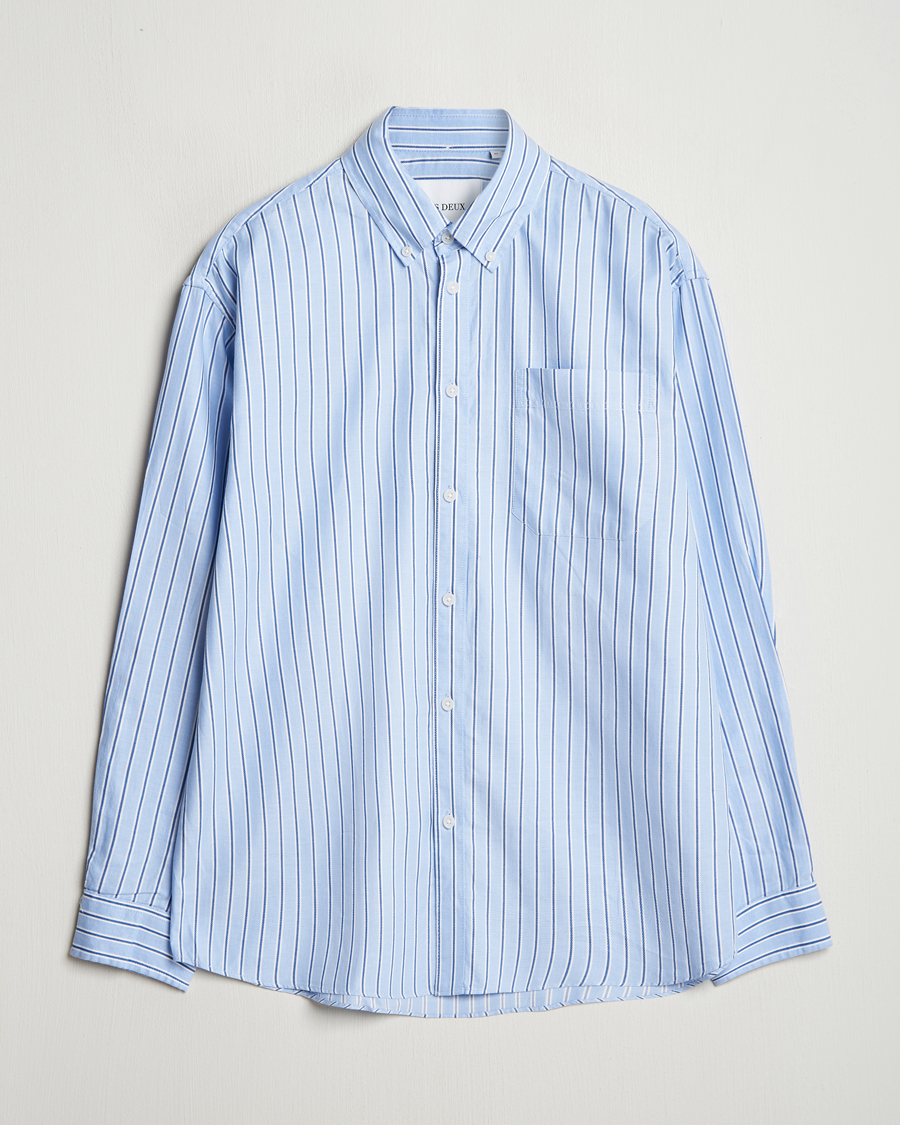 Herr | Skjortor | LES DEUX | Kolton Herringbone Poplin Shirt Bel Air Blue