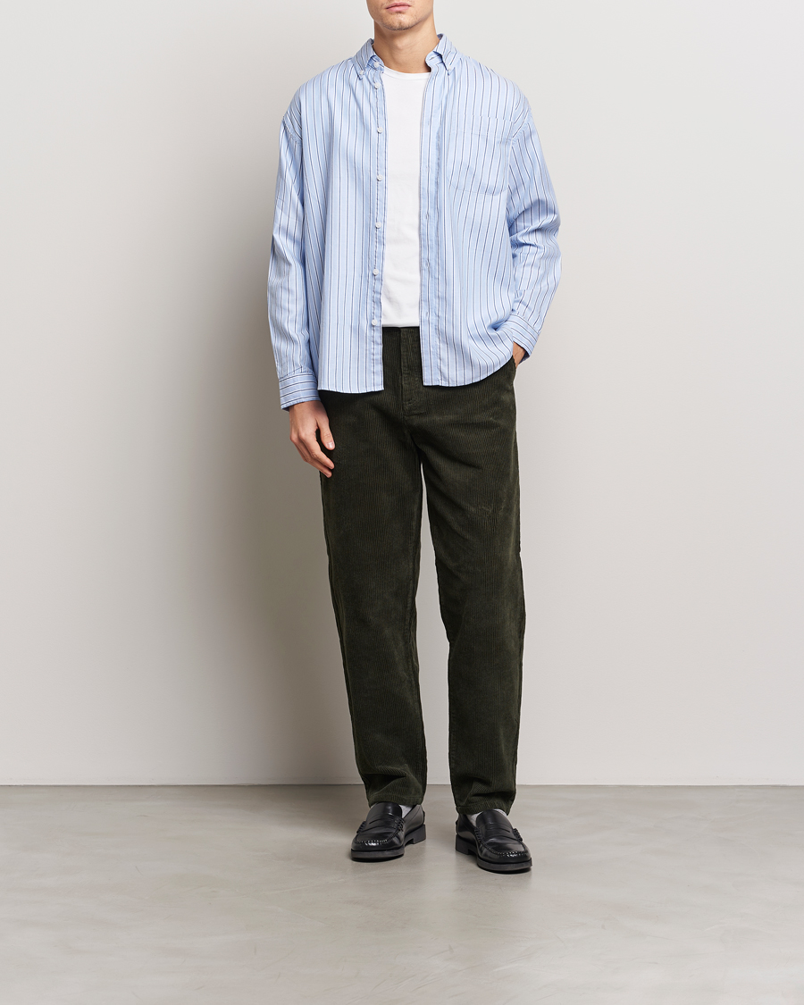 Herr | Skjortor | LES DEUX | Kolton Herringbone Poplin Shirt Bel Air Blue