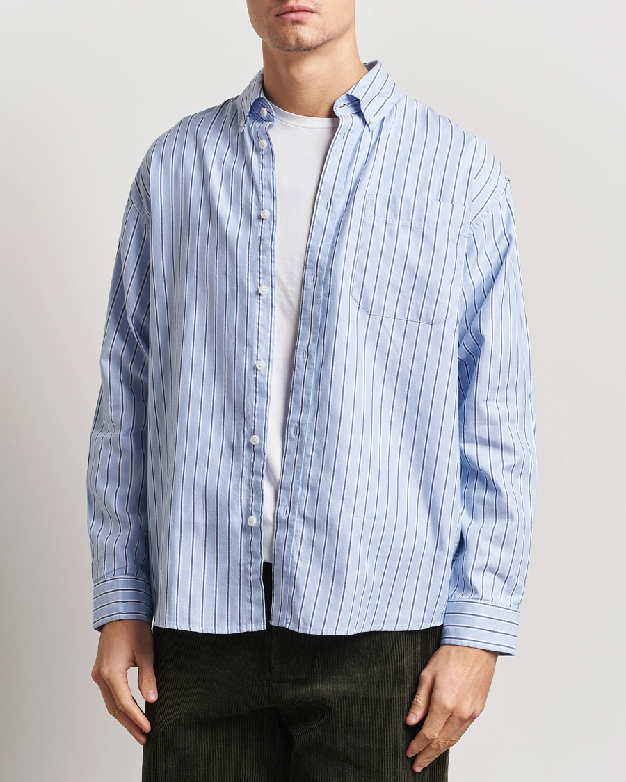 Herr | Skjortor | LES DEUX | Kolton Herringbone Poplin Shirt Bel Air Blue