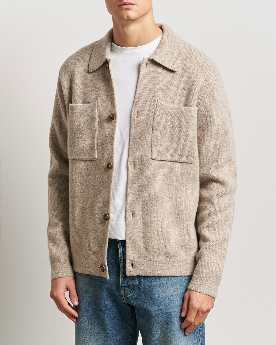 Herr | Skjortor | LES DEUX | Fischer Milano Knitted Overshirt Sand Melange