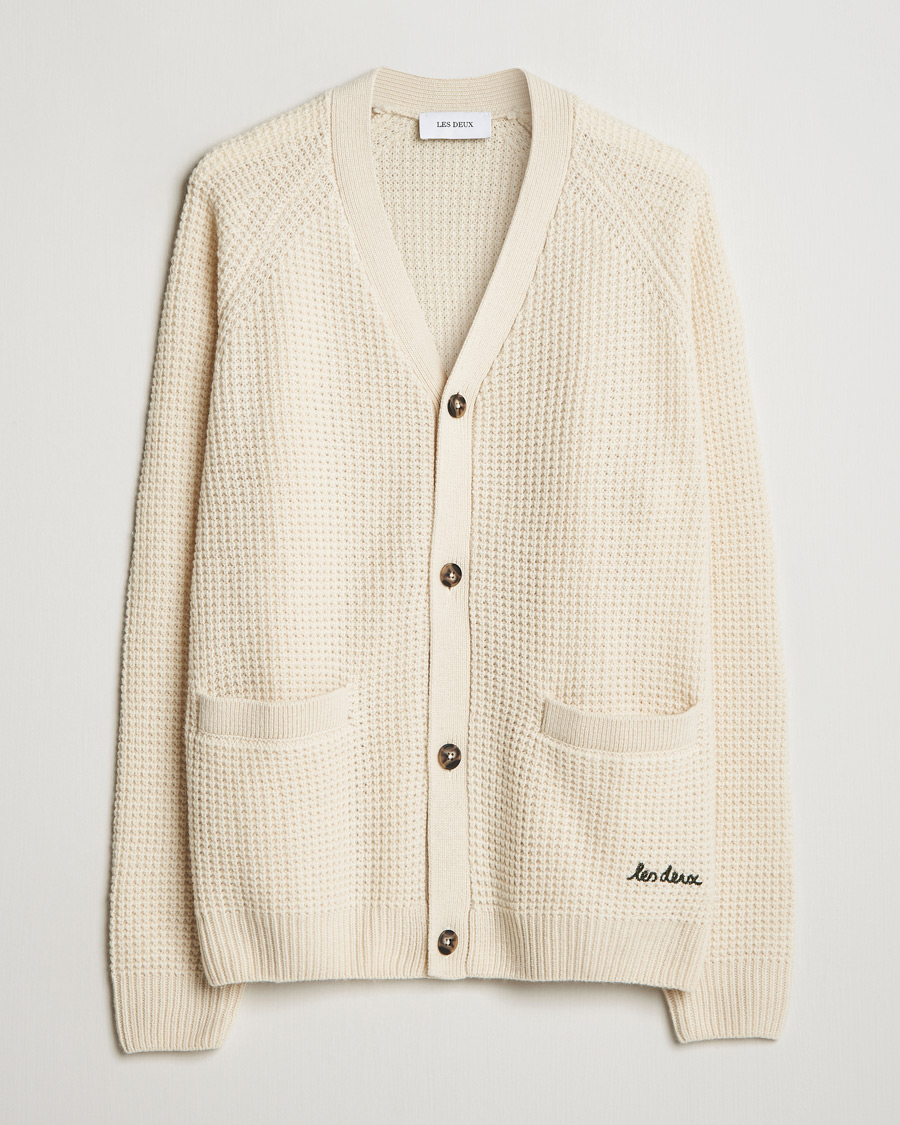 Herr | Tröjor | LES DEUX | Grady Waffle Cardigan Ivory