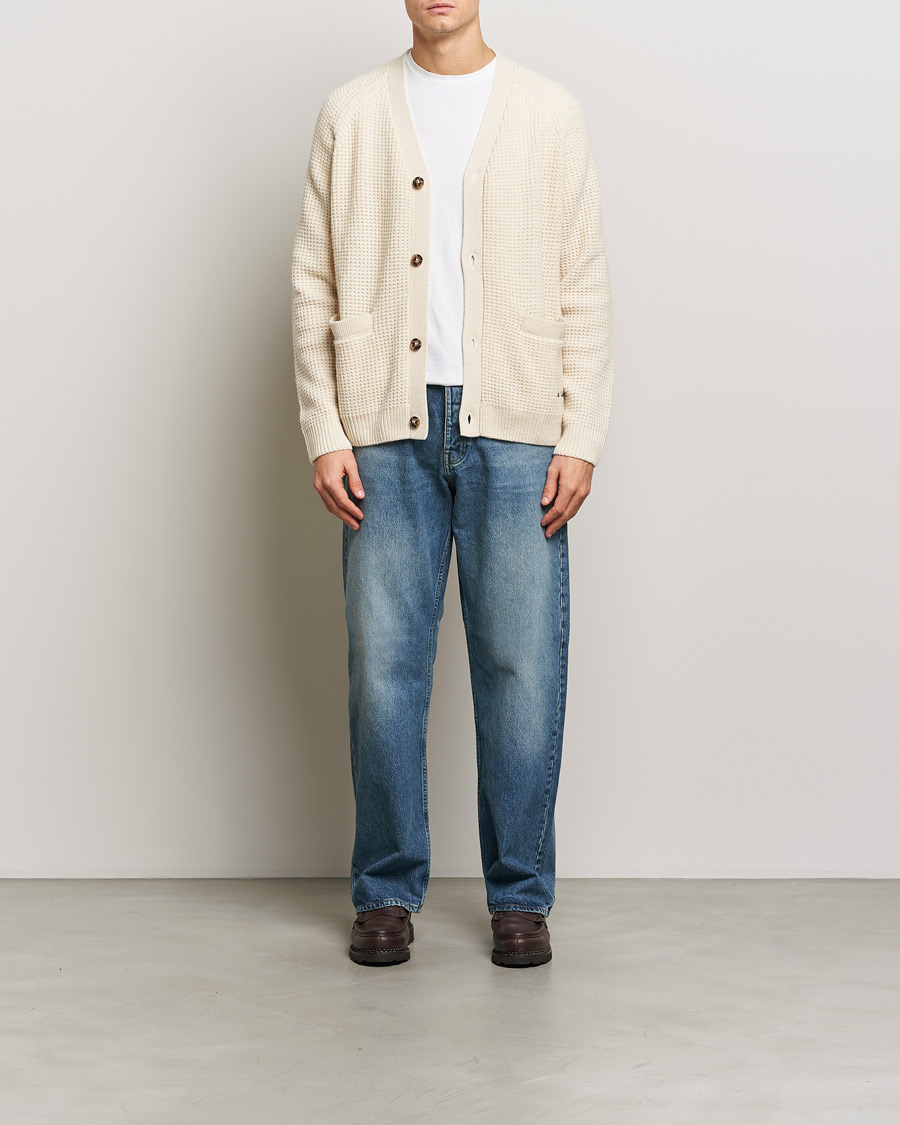 Herr | Tröjor | LES DEUX | Grady Waffle Cardigan Ivory