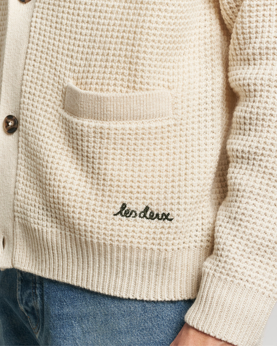 Herr | Tröjor | LES DEUX | Grady Waffle Cardigan Ivory