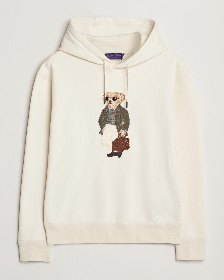 Herr | Tröjor | Ralph Lauren Purple Label | Luxury Fleece Bear Hoodie Cream