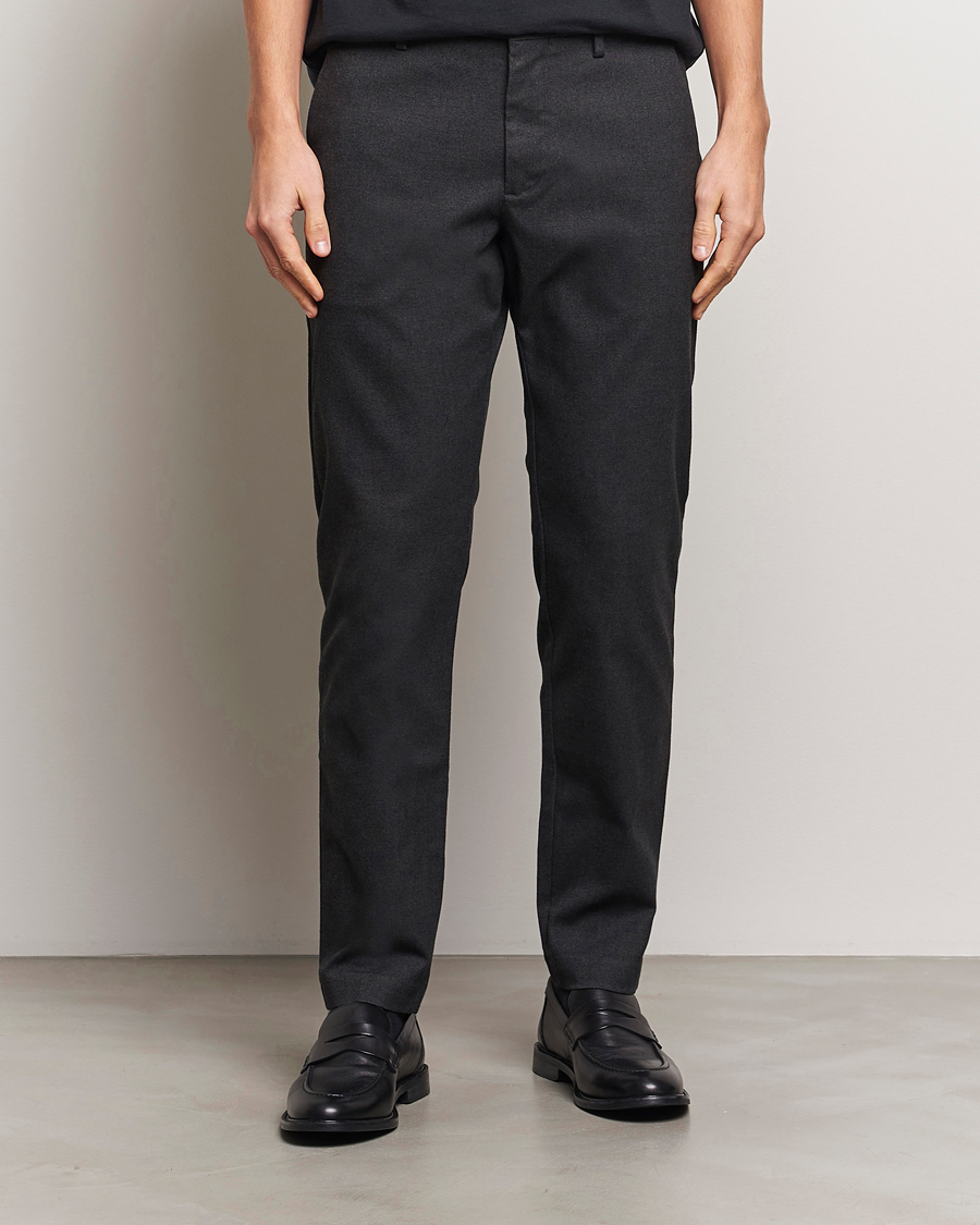Herr | Byxor | NN07 | Theo Regular Fit Brushed Chinos Black Melange