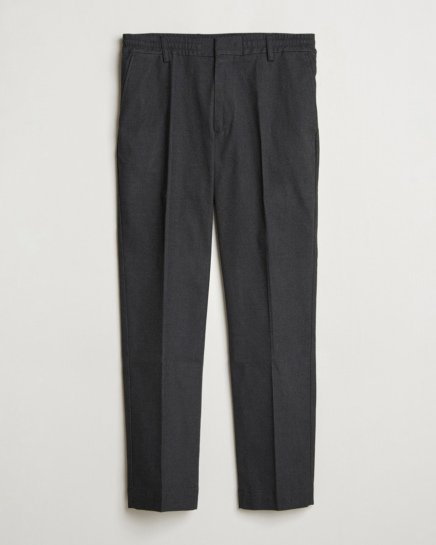 Herr | Byxor | NN07 | Billie Brushed Drawstring Trousers Black Melange