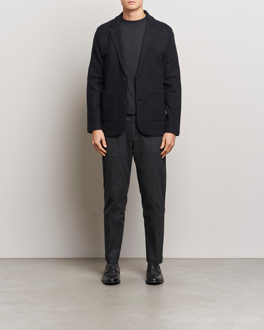 Herr | Byxor | NN07 | Billie Brushed Drawstring Trousers Black Melange