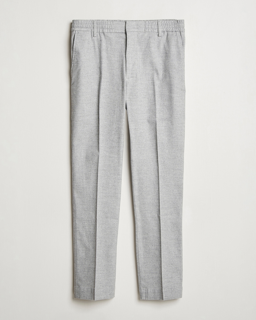 Herr | Byxor | NN07 | Billie Brushed Drawstring Trousers Light Grey Melange