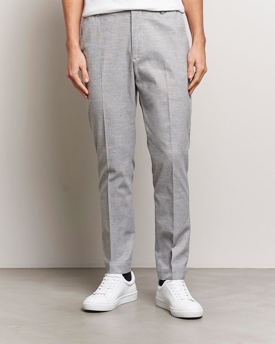 Herr | Byxor | NN07 | Billie Brushed Drawstring Trousers Light Grey Melange