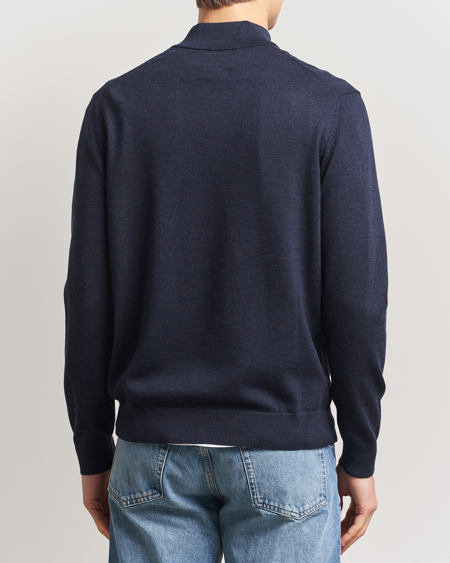 Herr | Tröjor | NN07 | Sergio Merino Knitted Half Zip Navy Melange