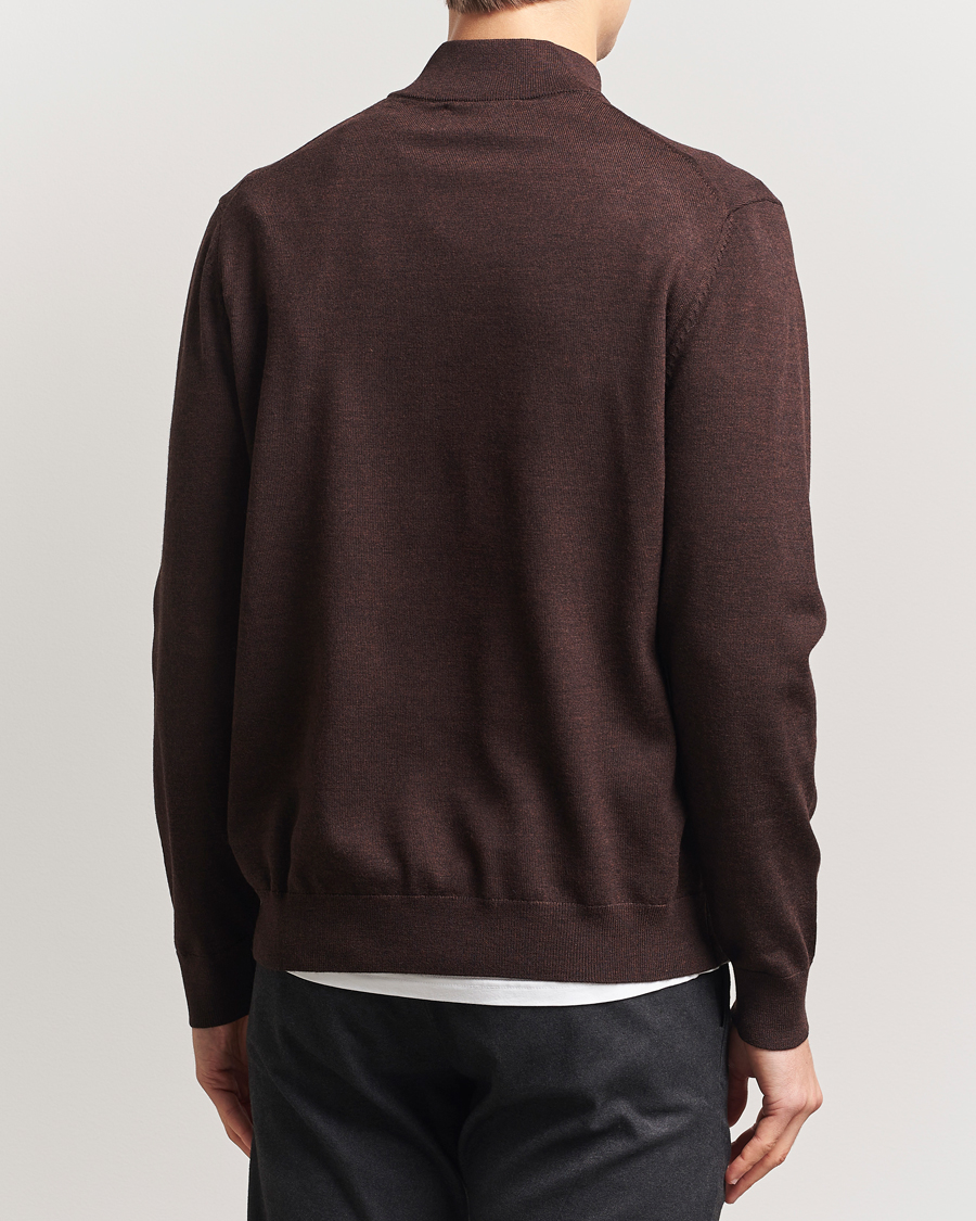 Herr | Tröjor | NN07 | Sergio Merino Knitted Half Zip Brown Melange