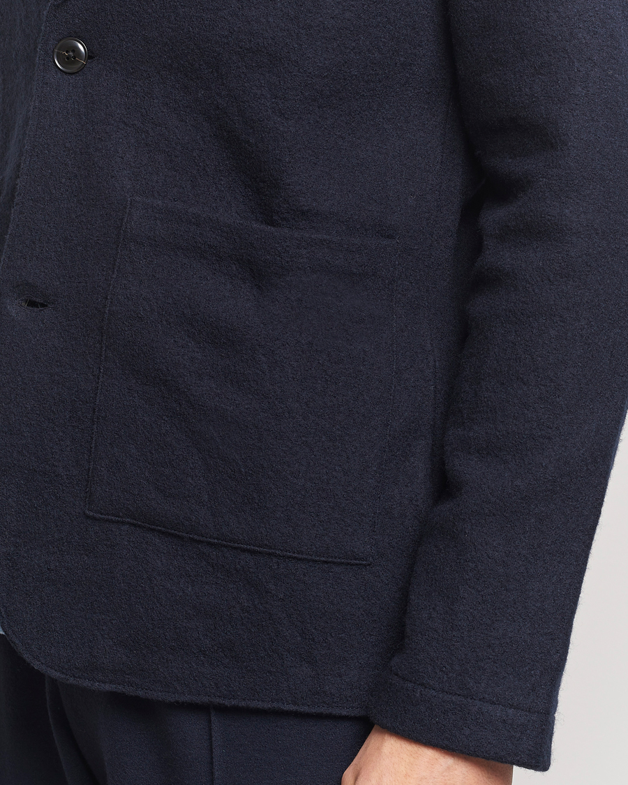 Herr | Kavajer | NN07 | Boiled Wool Knitted Blazer Navy Blue