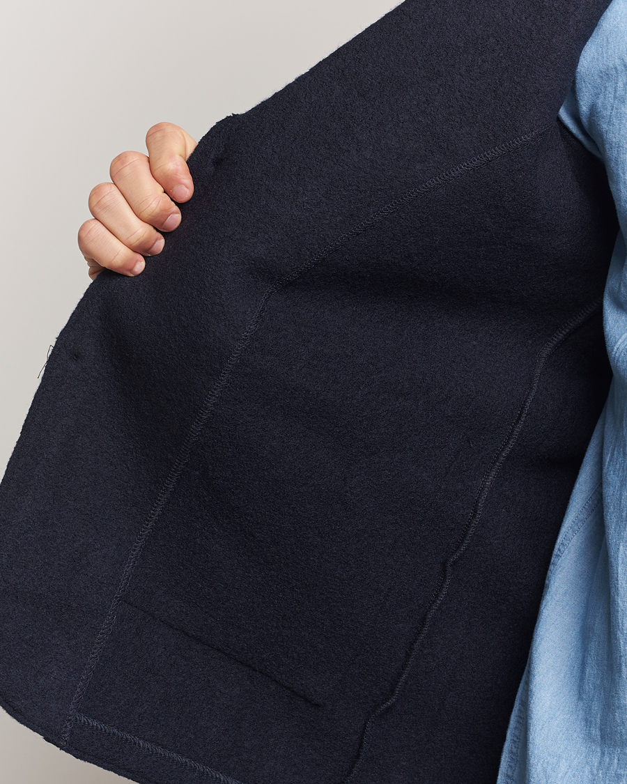 Herr | Kavajer | NN07 | Boiled Wool Knitted Blazer Navy Blue