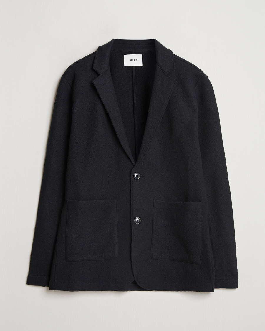 Herr | Kavajer | NN07 | Boiled Wool Knitted Blazer Black