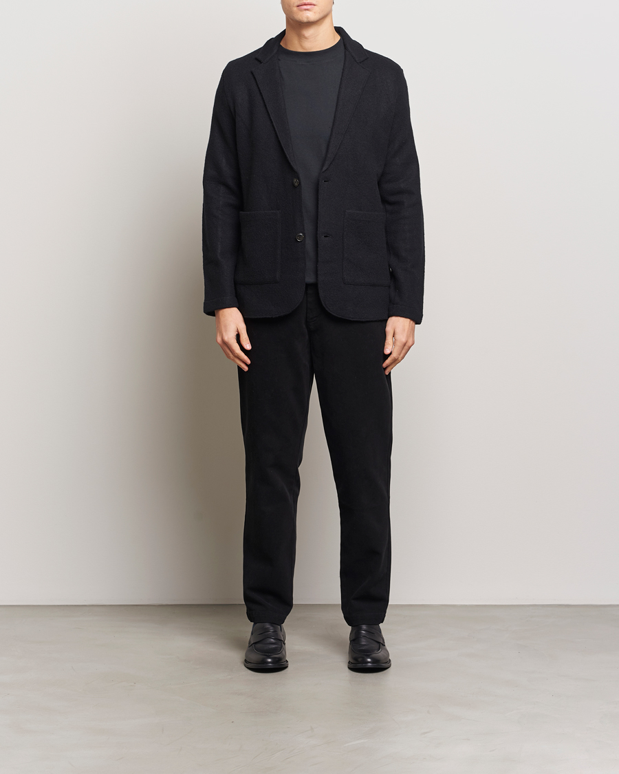 Herr | Kavajer | NN07 | Boiled Wool Knitted Blazer Black