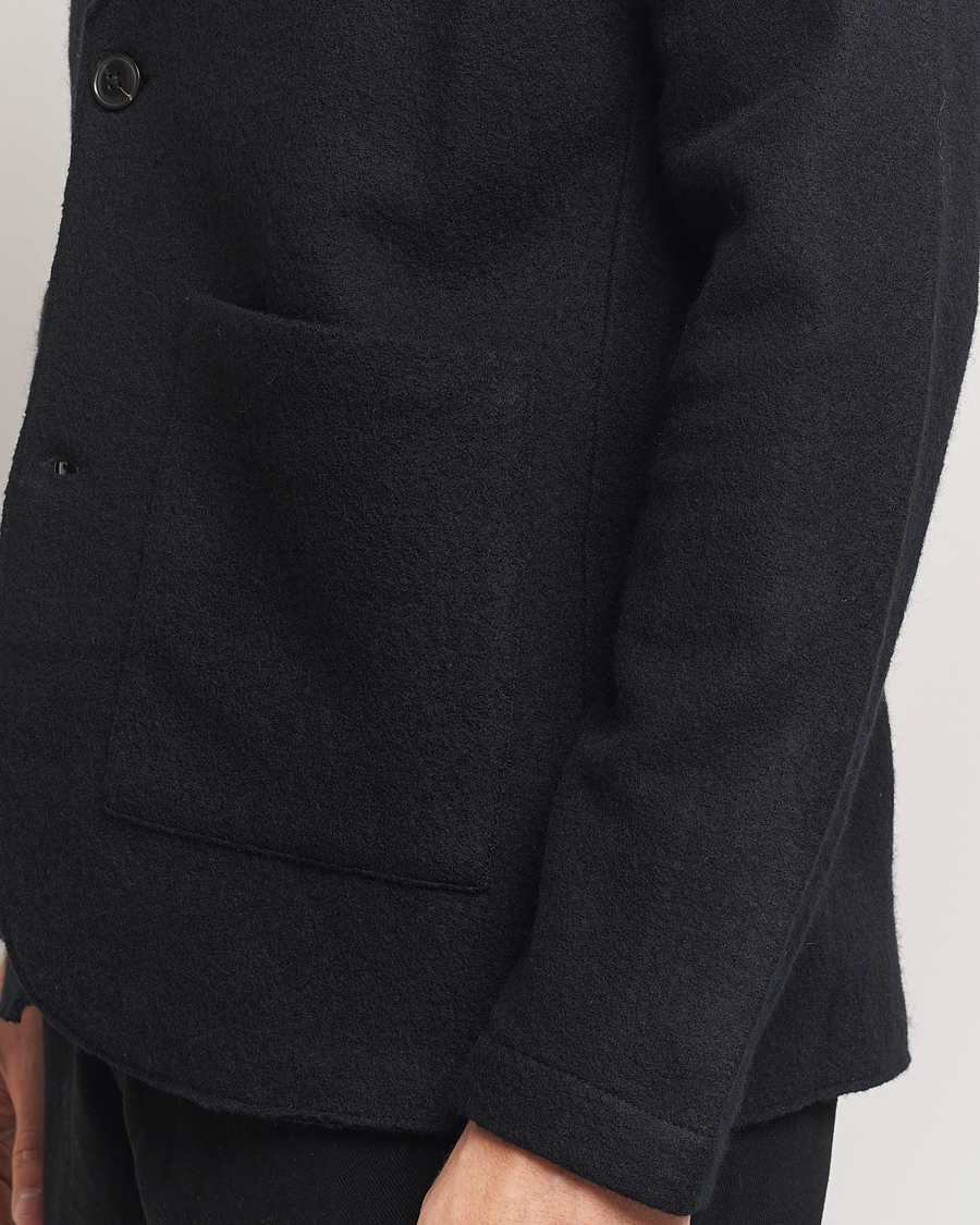 Herr | Kavajer | NN07 | Boiled Wool Knitted Blazer Black