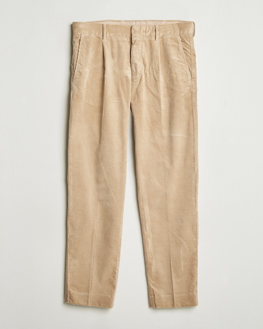 Herr | Byxor | NN07 | Bill Pleated Corduroy Pants White Peppar