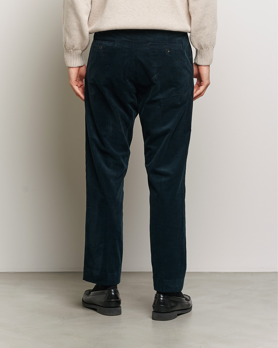 Herr | Byxor | NN07 | Bill Pleated Corduroy Pants Navy Blue