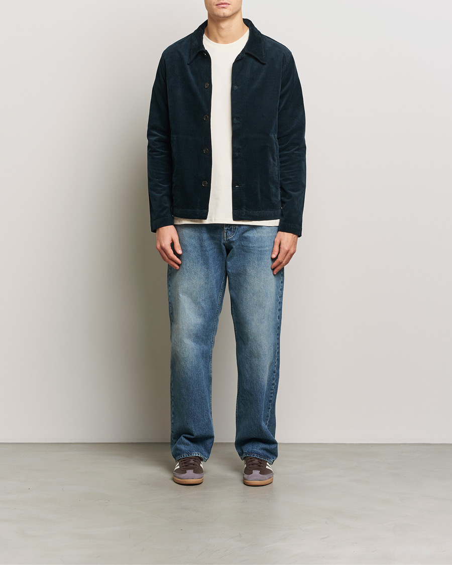 Herr | Skjortor | NN07 | Zander Corduroy Overshirt Navy Blue
