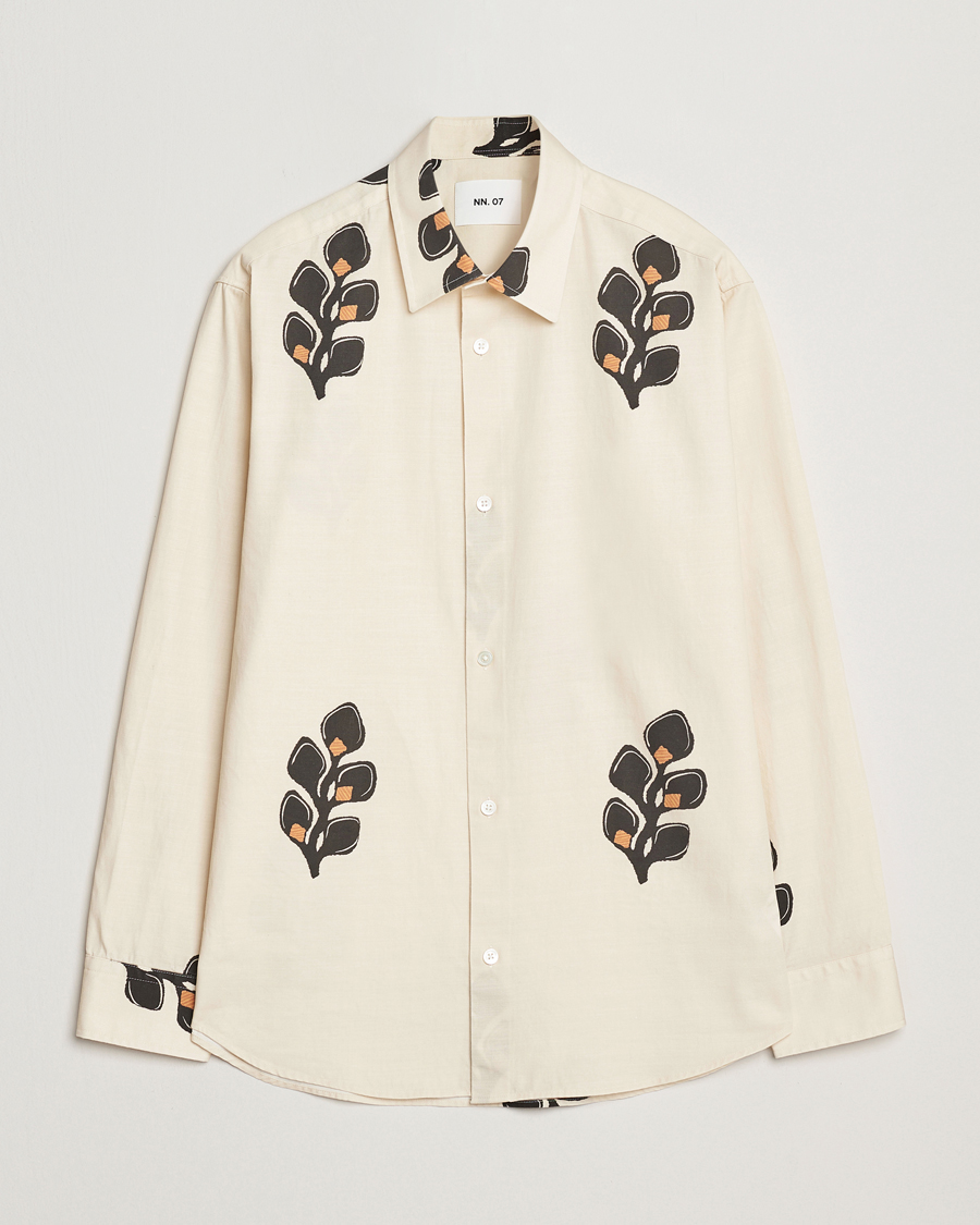 Herr | Skjortor | NN07 | Freddy Printed Cotton/Lyocell Shirt Ivory