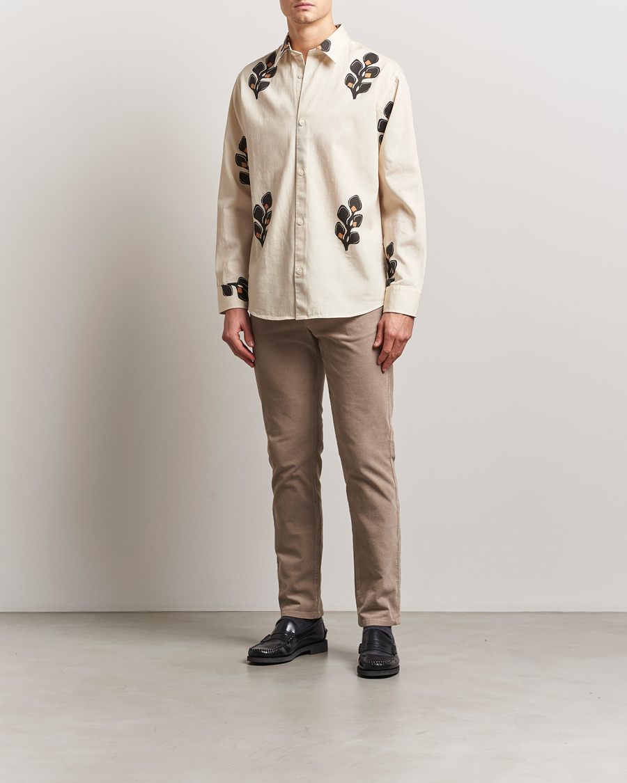 Herr | Skjortor | NN07 | Freddy Printed Cotton/Lyocell Shirt Ivory