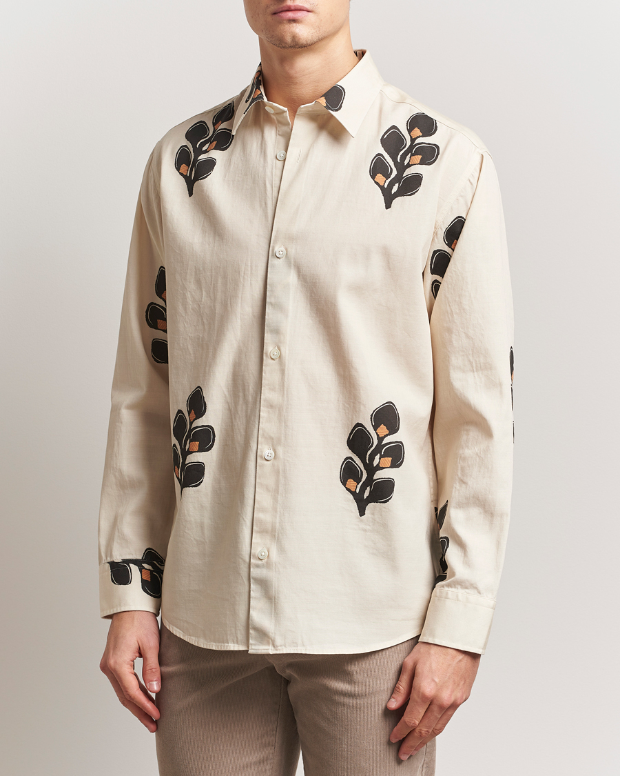 Herr | Skjortor | NN07 | Freddy Printed Cotton/Lyocell Shirt Ivory