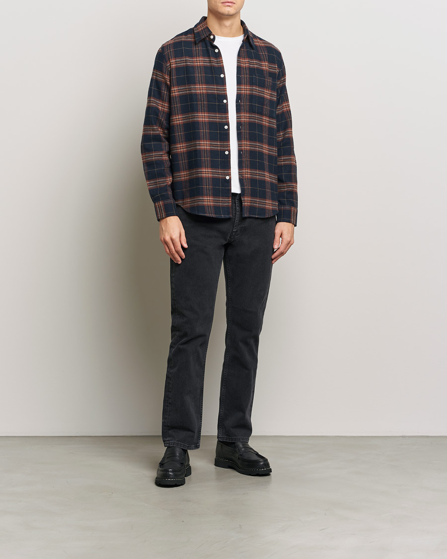 Herr | Skjortor | NN07 | Arne Brushed Cotton Checked Shirt Navy/Red