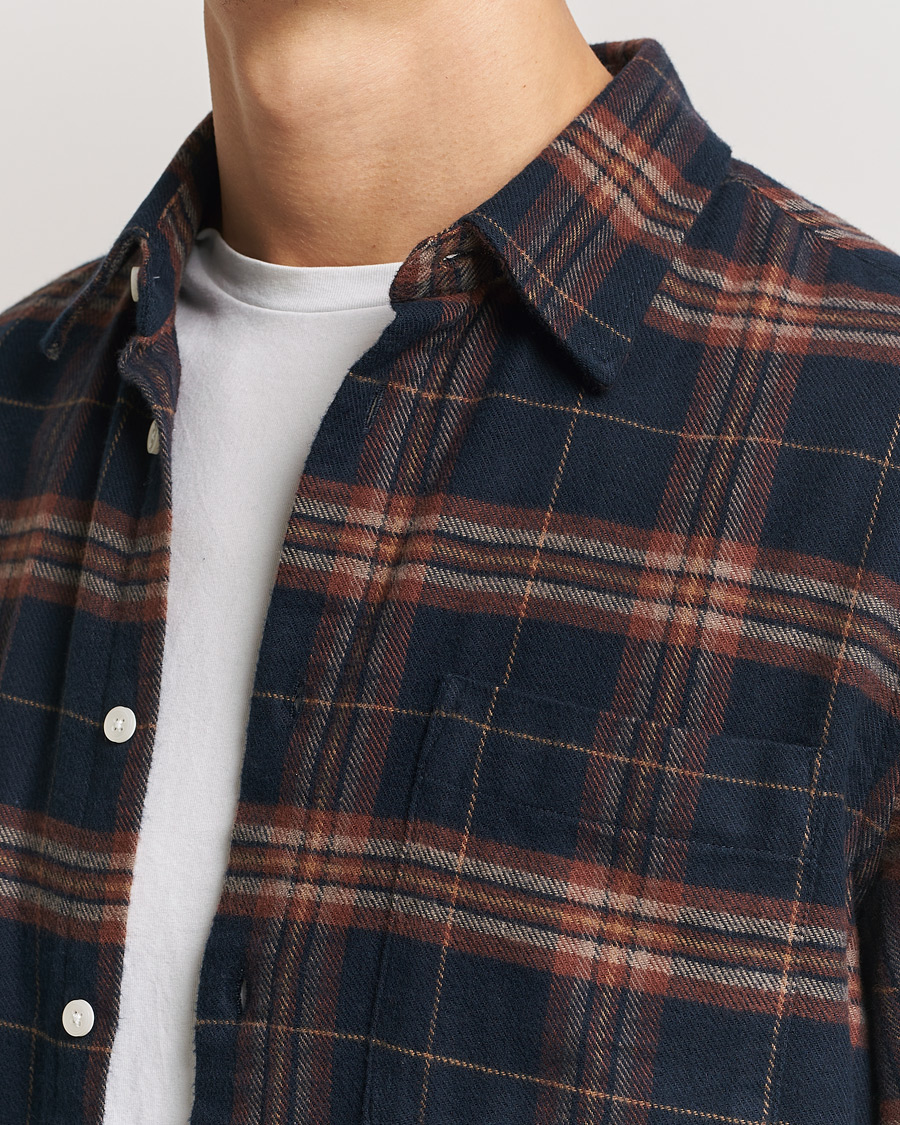 Herr | Skjortor | NN07 | Arne Brushed Cotton Checked Shirt Navy/Red