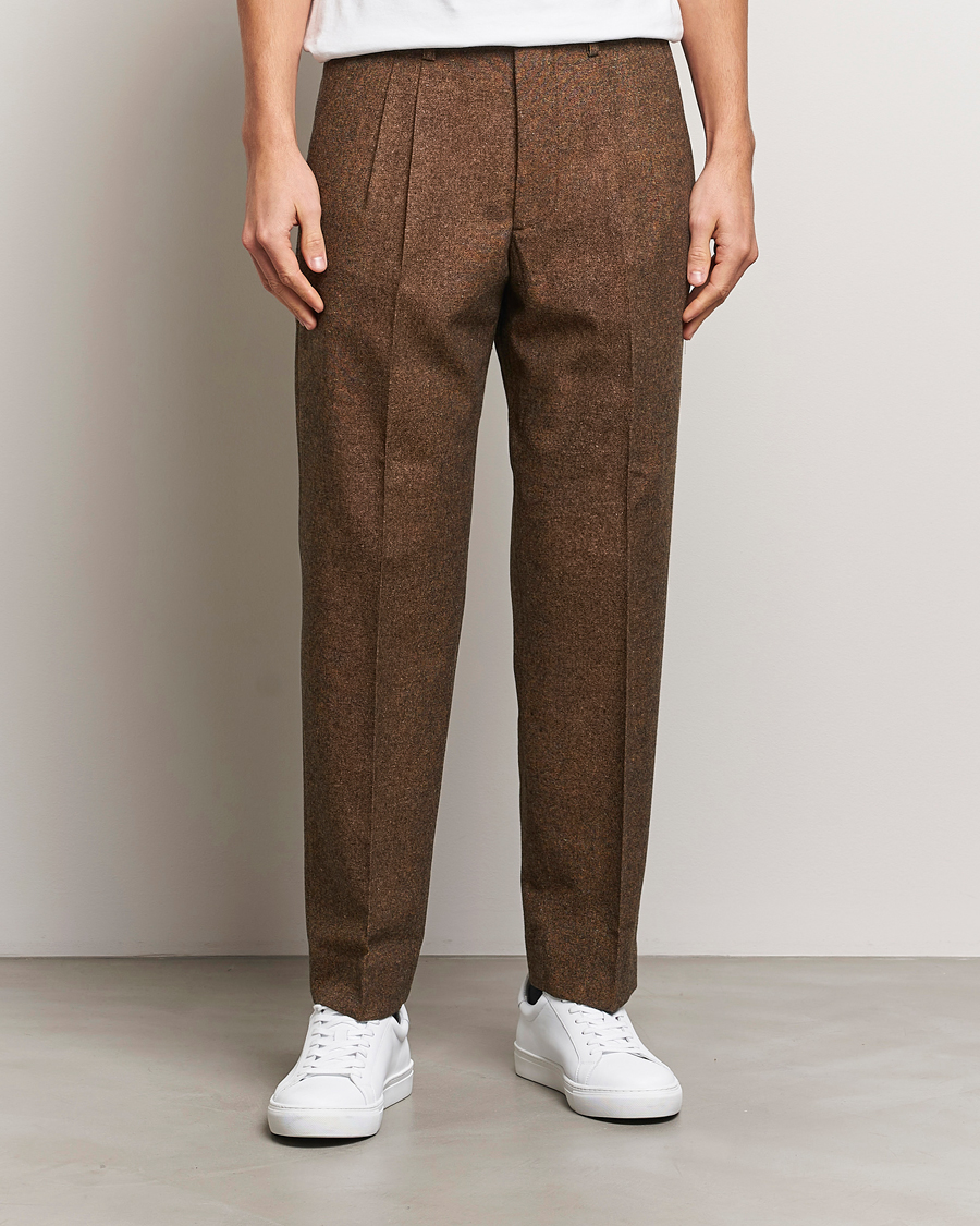 Herr | Byxor | NN07 | Fritz Wool Pleated Trousers Orange Brown