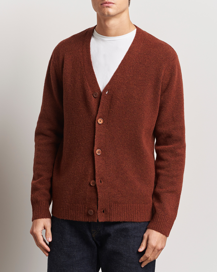 Herr | Tröjor | NN07 | John Wool Knitted Cardigan Rust Red