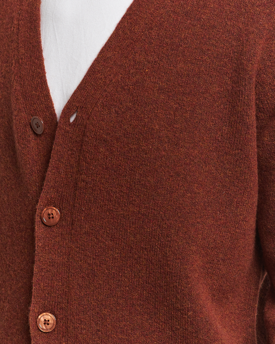 Herr | Tröjor | NN07 | John Wool Knitted Cardigan Rust Red