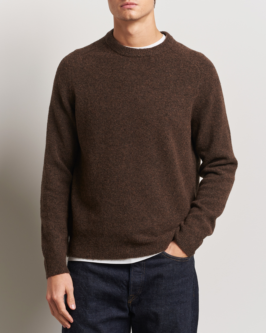 Herr | Tröjor | NN07 | John Wool Knitted Sweater Demitasse Brown