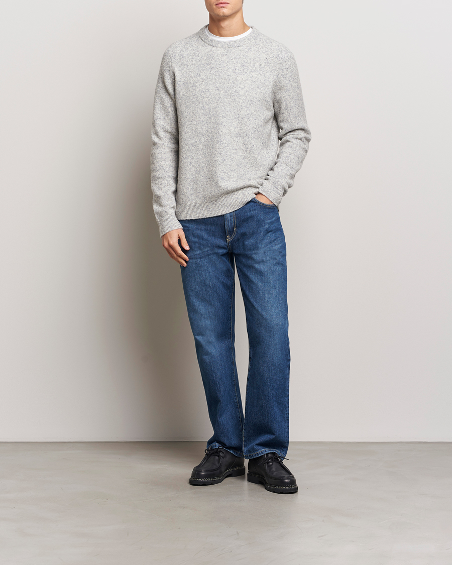 Herr | Tröjor | NN07 | John Wool Knitted Sweater Medium Grey Melange