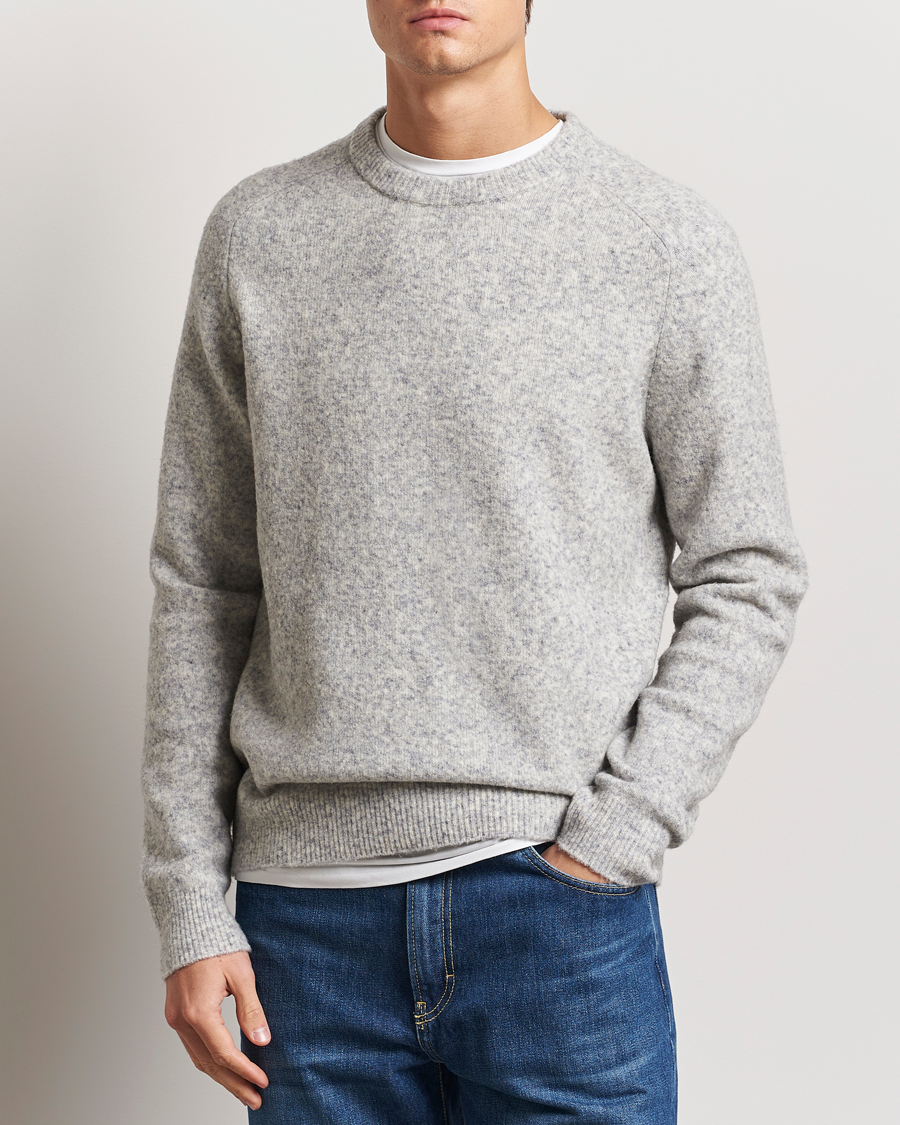 Herr | Tröjor | NN07 | John Wool Knitted Sweater Medium Grey Melange