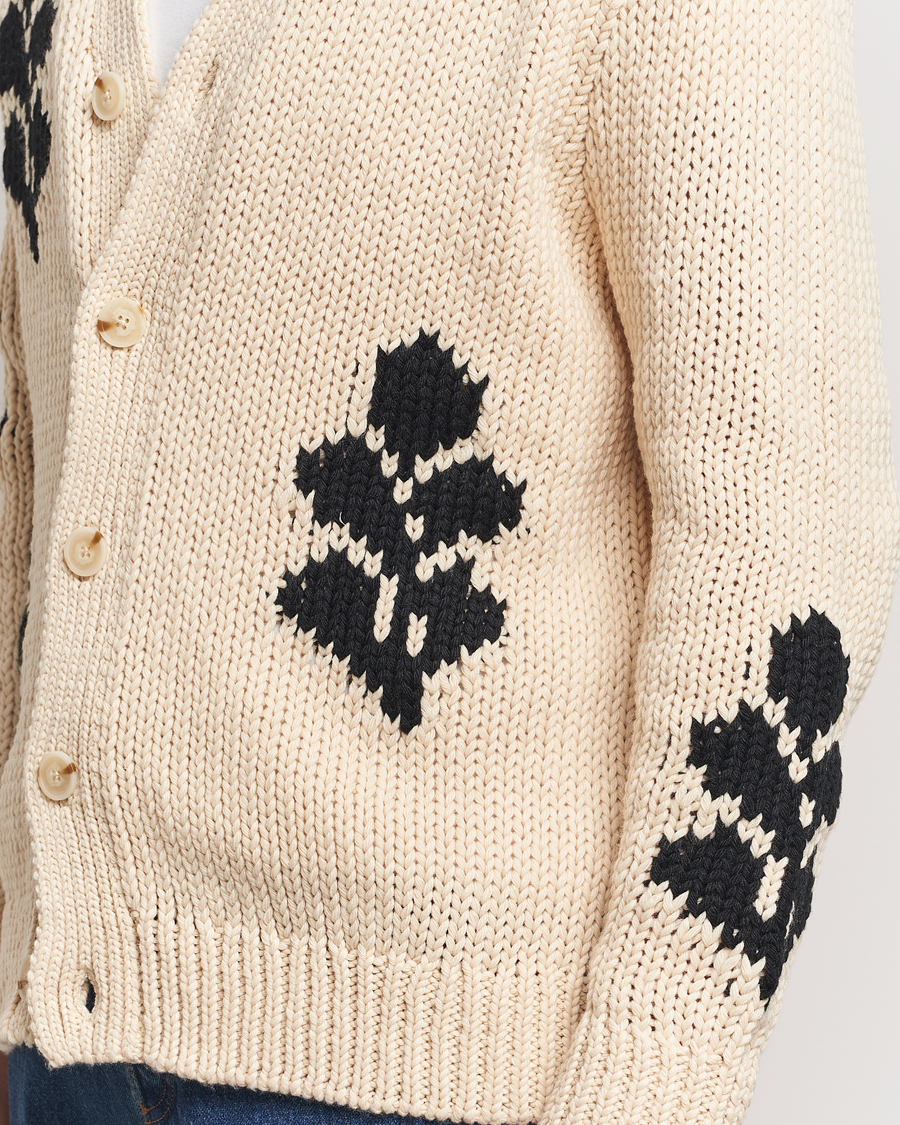Herr | Tröjor | NN07 | Mika Knitted Leaf Cardigan Ecru